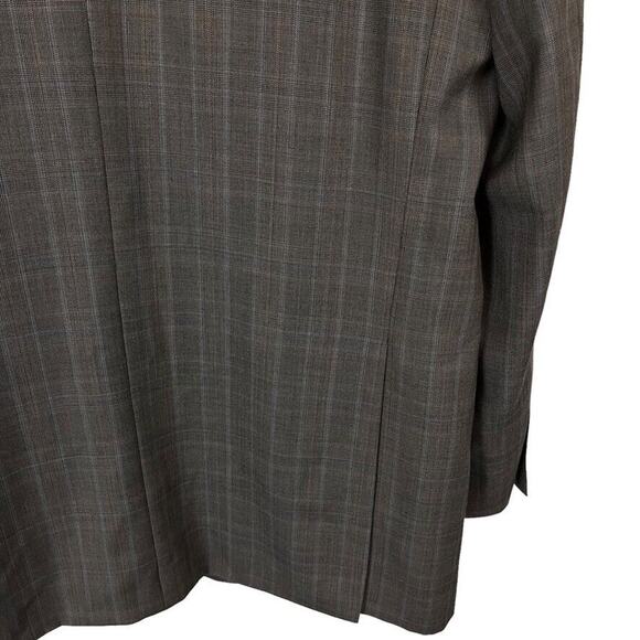 Bachrach 100% Wool Plaid Taupe Brown 2 Button Suit Jacket Blazer sz 42 Long 42L - Picture 11 of 16